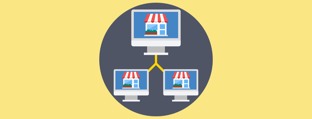 An illustration of WooCommerce Multisite, which is built upon WordPress Multisite.