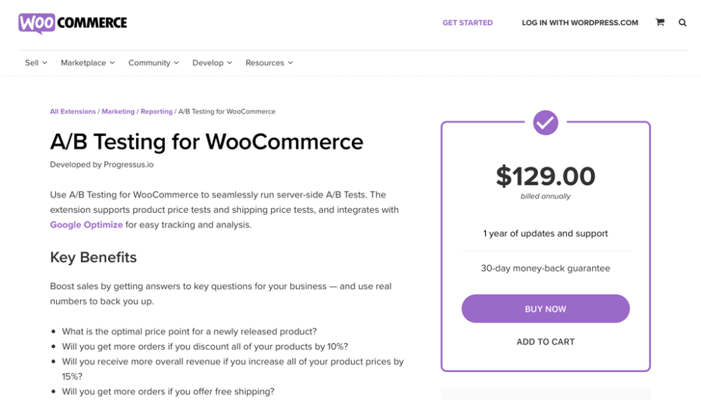 The extension’s page in the WooCommerce repository.