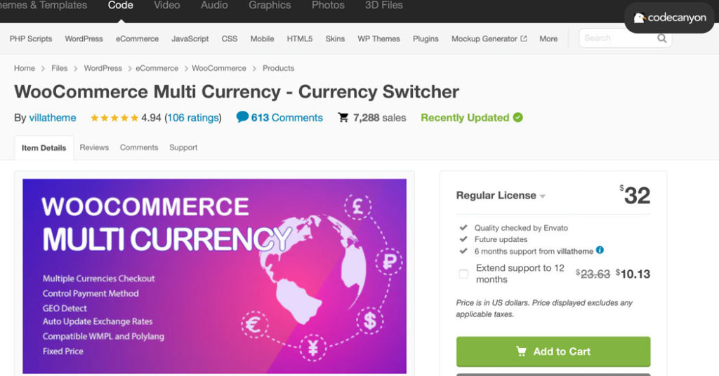 A premium add-on for WooCommerce Multi Currency in the Envato marketplace.
