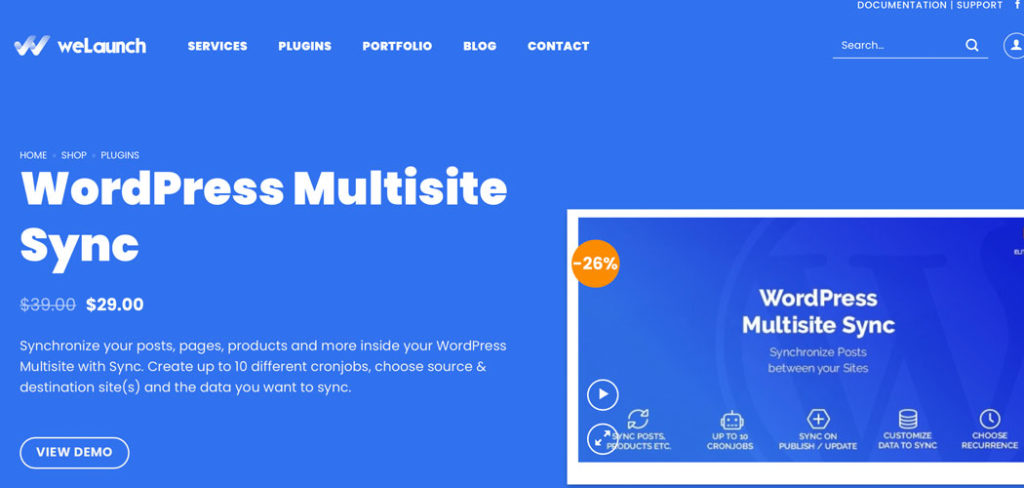 The WordPress Multisite Sync plugin website.