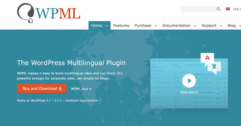The WordPress Multilingual plugin (WPML) website.
