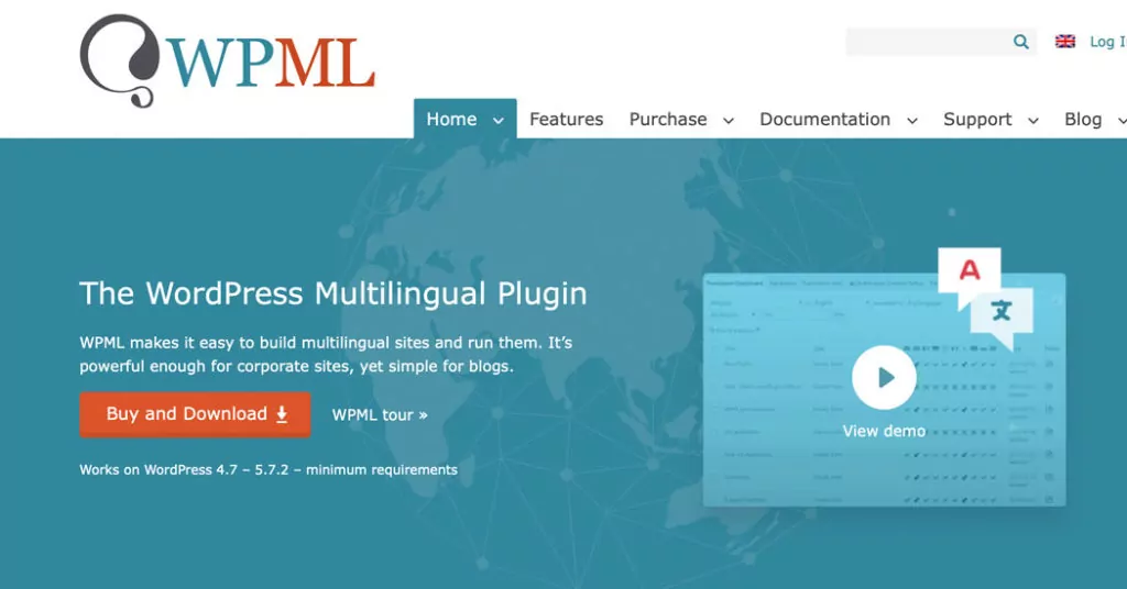 The WordPress Multilingual plugin (WPML) website.