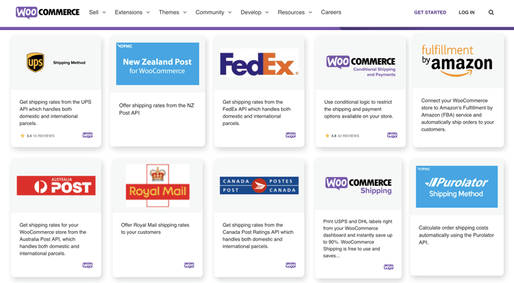 Official WooCommerce shipping plugins list