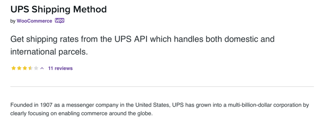 The UPS Shipping Method plugin page.