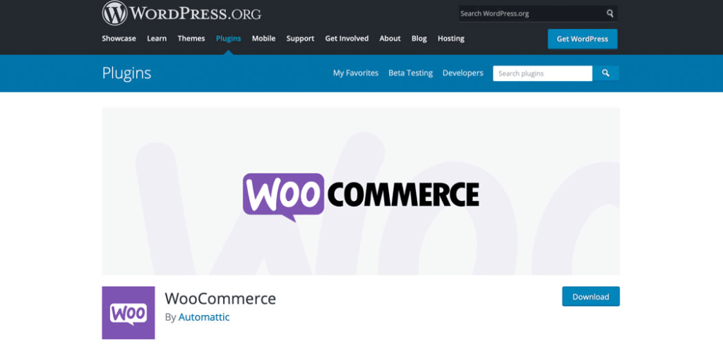 The WooCommerce plugin page.