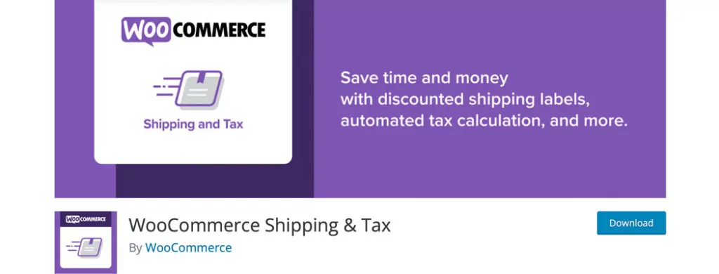 The WooCommerce Shipping & Tax plugin page.