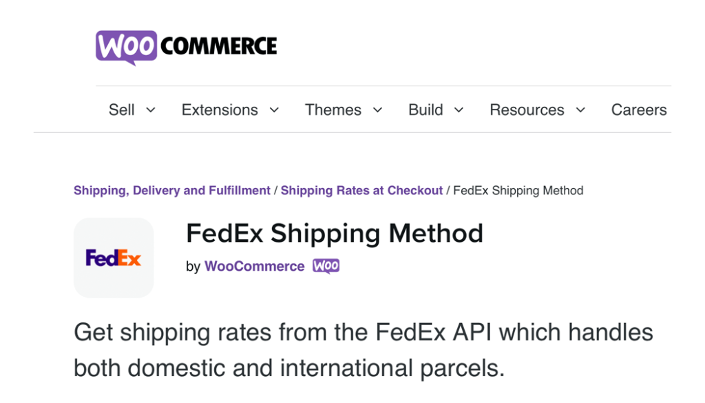 The FedEx Shipping Method extension page.