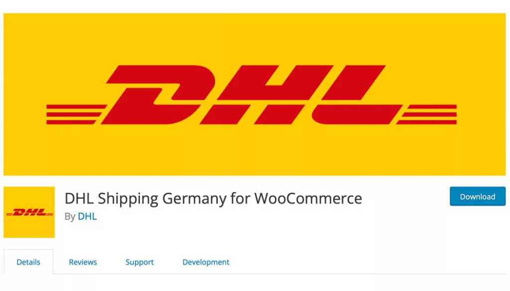 The DHL Shipping Germany for WooCommerce extension page.