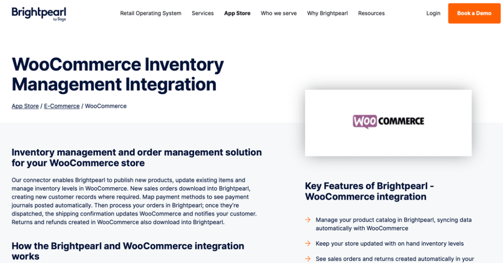 The Brightpearl Integration for WooCommerce page.