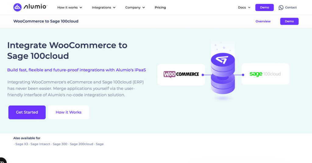The Sage 100 Integration for WooCommerce page.