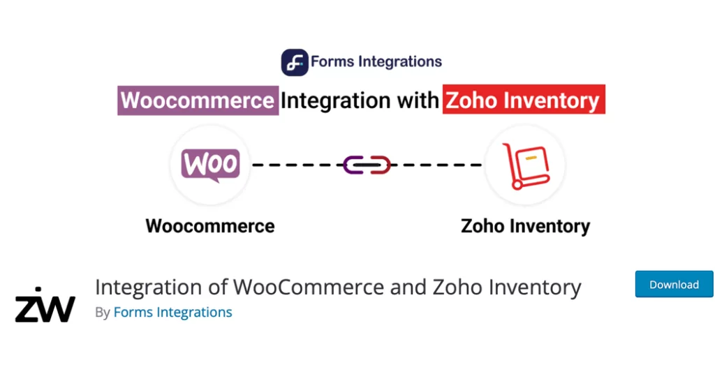 The Zoho Inventory WooCommerce ERP integration plugin page.