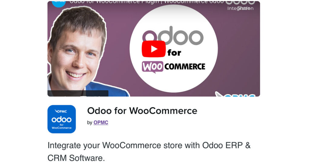 The Odoo for WooCommerce extension page; a top WooCommerce ERP integration.