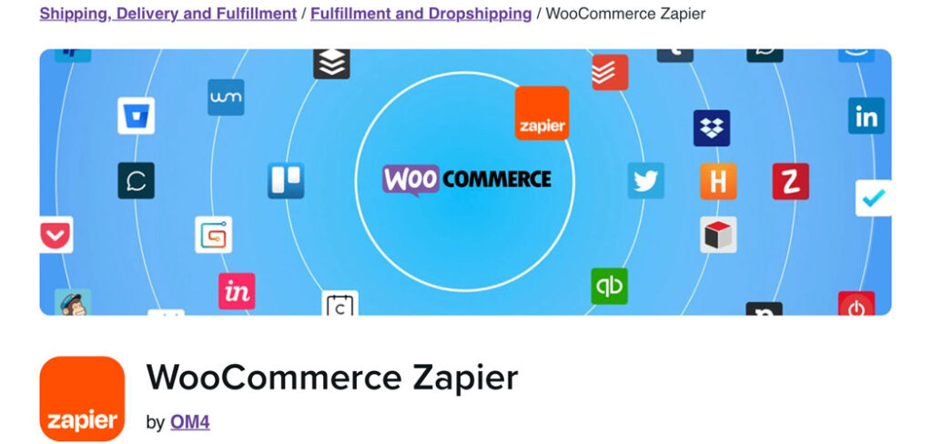 The WooCommerce Zapier plugin page.